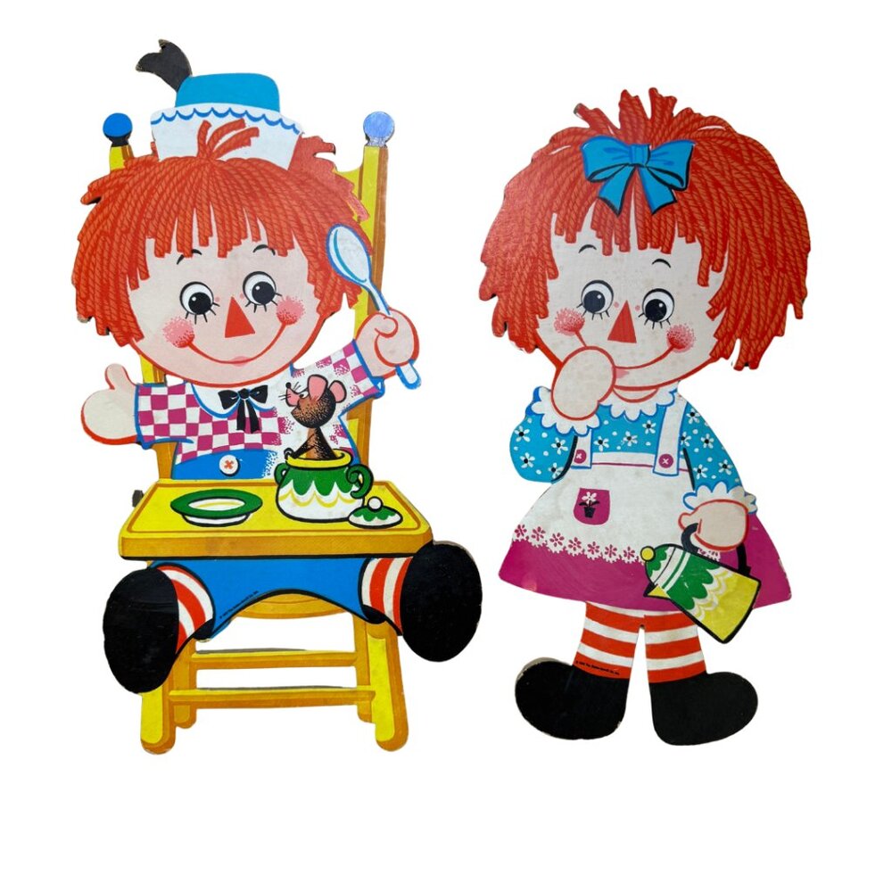 Bobbs Merrill Co. Raggedy Ann & Andy Cardboard Cutouts Vintage 1972